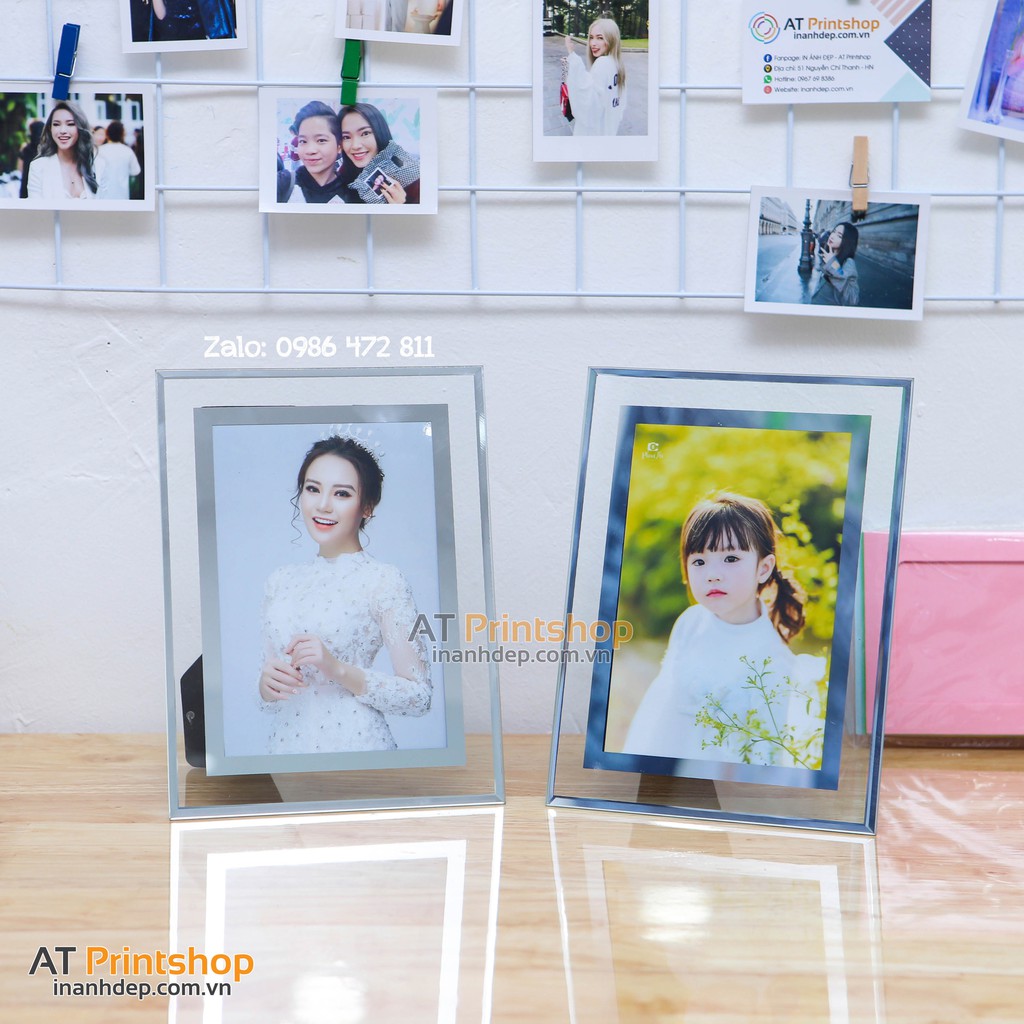 KHUNG ẢNH ĐỂ BÀN - Kính tràn sang trọng ngày cưới.