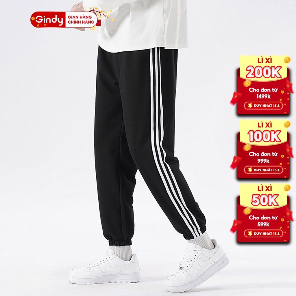 Quần jogger nam nữ boom GINDY thể thao chất nỉ da cá kẻ sọc phong cách unisex cá tính thời trang thu đông QN001