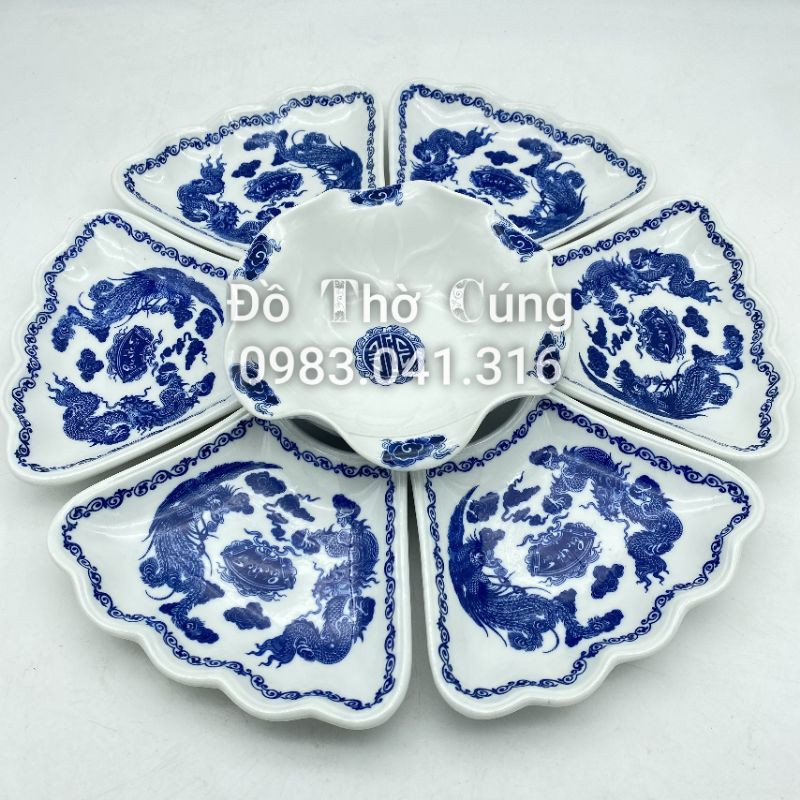 Bộ đồ ăn gia tiên màu xanh