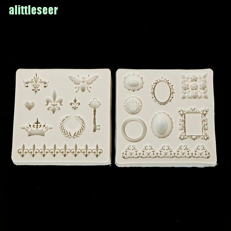 Khuôn Silicone Làm Kẹo Đường Trang Trí Bánh Hình Khung Ren Cổ Điển