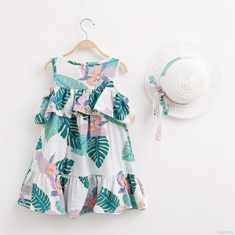 Đầm sát nách hoạ tiết hoa thiết kế ngọt ngào cho bé