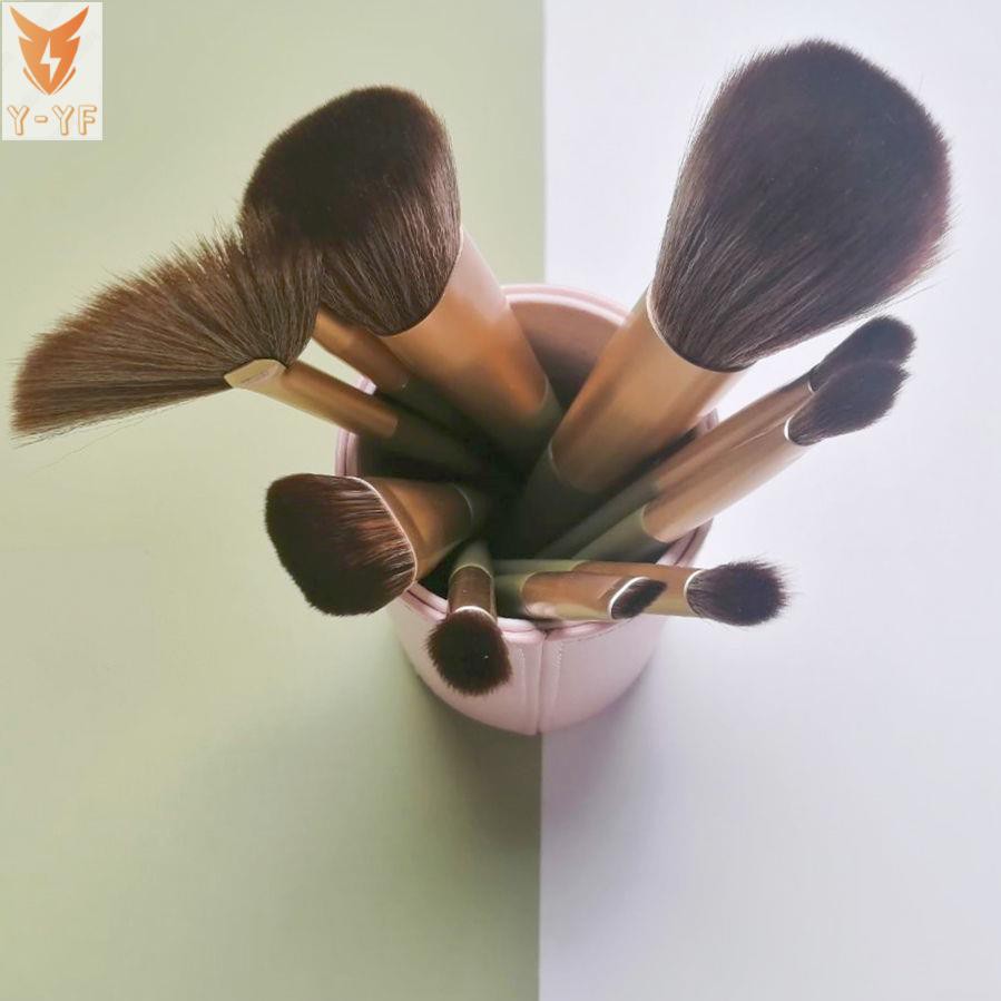 Makeup brush green 10 sets of brushes, foundation brush, loose powder brush, concealer brush, smudge brush, high-value makeup brush