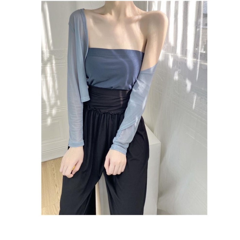Áo khoác mỏng cardigan ren kiểu chống nắng bằng lụa lạnh mỏng kèm đầm hai dây thời trang mùa hè cho nữ