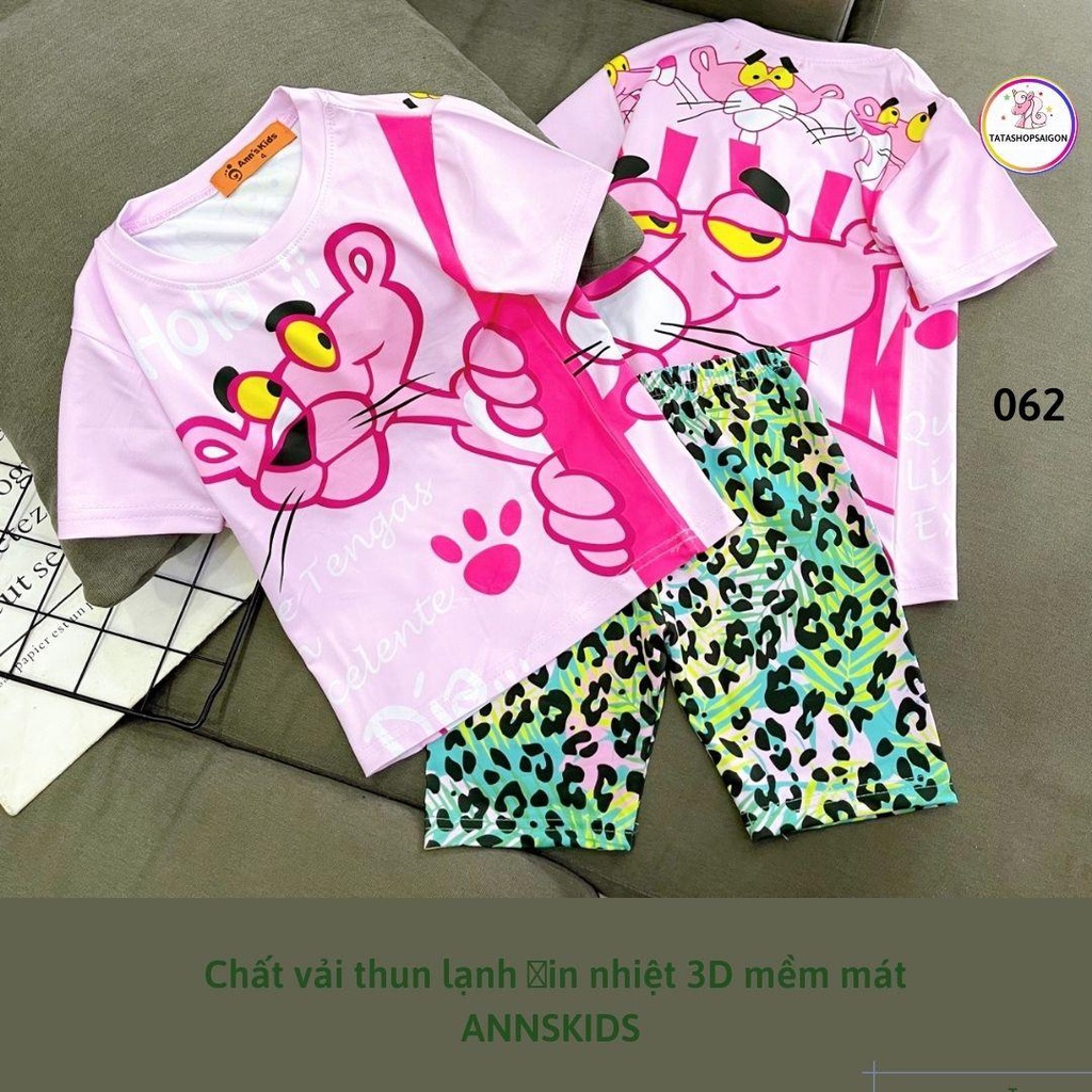 062 Bộ ngố thun lạnh annkid cho bé gái size đại in nhiệt 3D cao cấp hoạt hình hit hot 22 đến 40kg