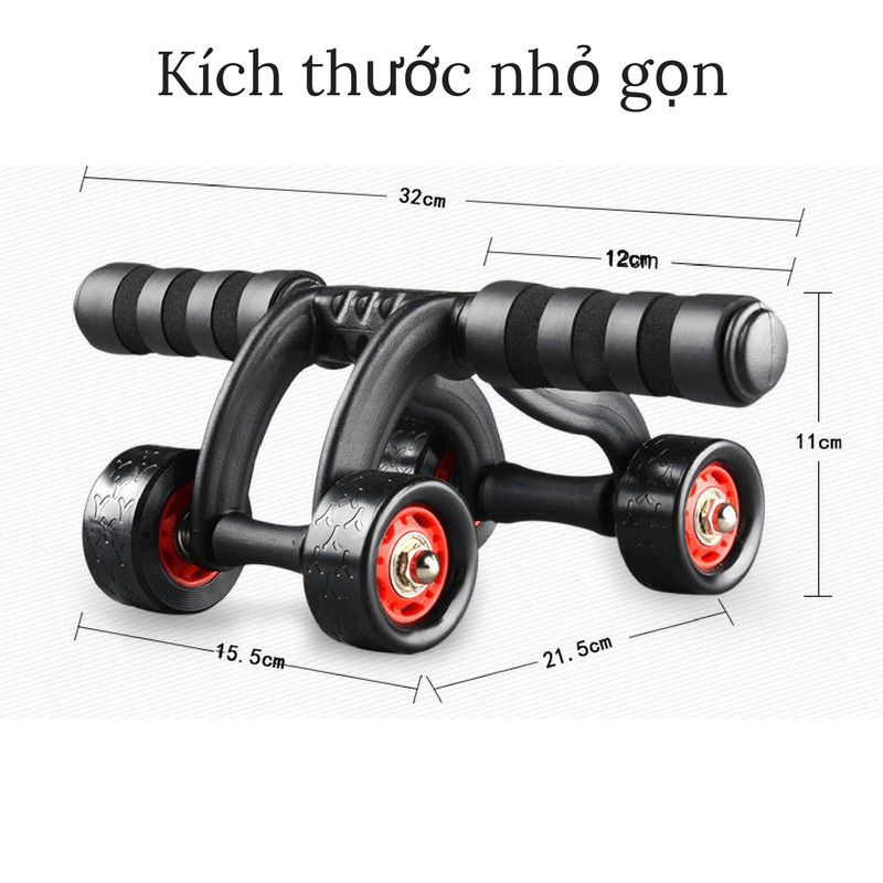 Con Lăn Tập Cơ Bụng 4 Bánh Cao Cấp - Dụng Cụ Tập Cơ Bụng Tại Nhà