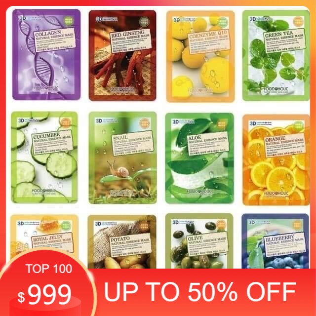 Mặt nạ giấy 3D Foodaholic Mask, mặt nạ Hàn Quốc giúp cấp ẩm, làm mát da, dưỡng da trắng sáng, mịn màng, lẻ 01 mask