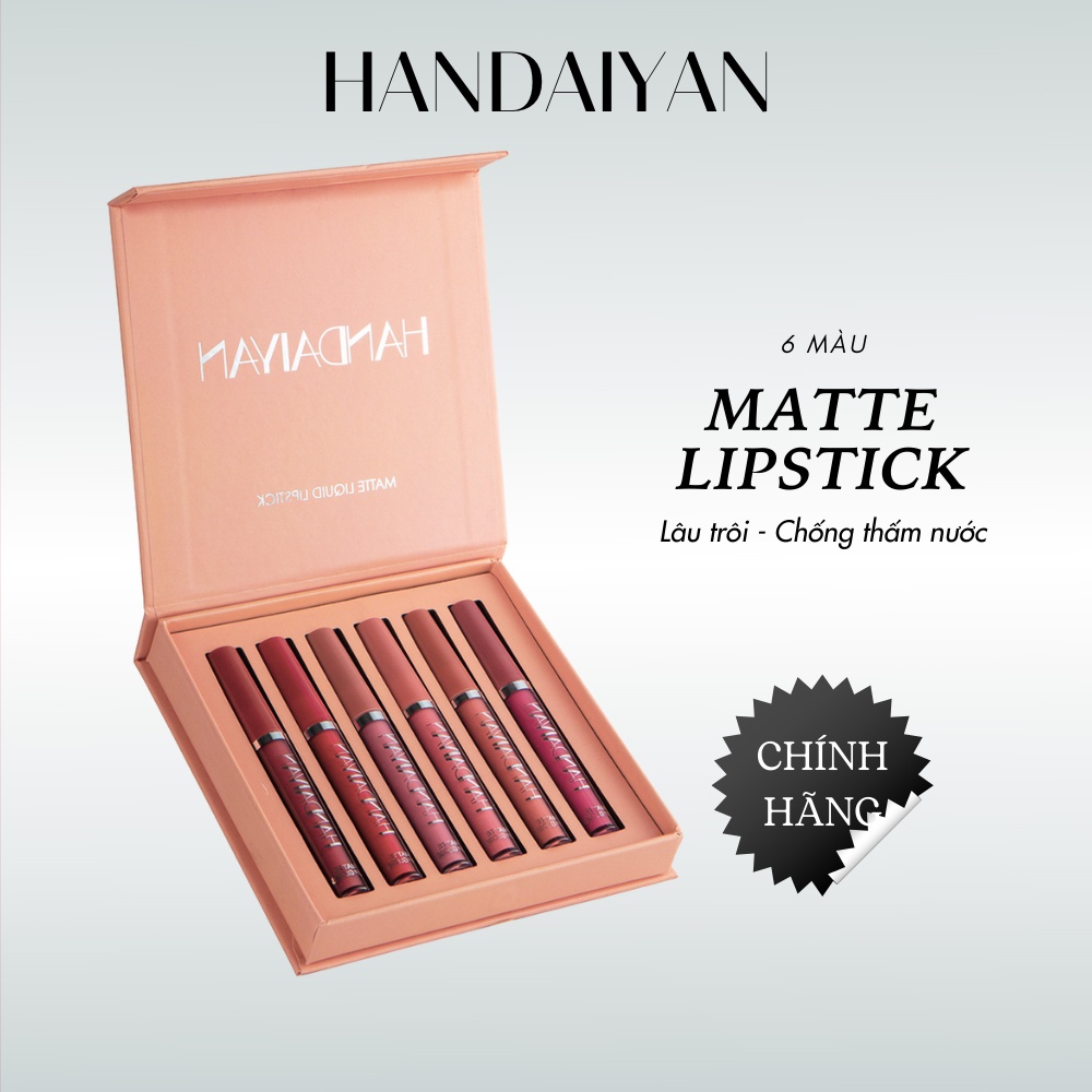 Set 6 Son Kem Lì HANDAIYAN Màu Sắc Thời Thượng Lâu Trôi Chống Thấm Nước Nội Địa Trung E5