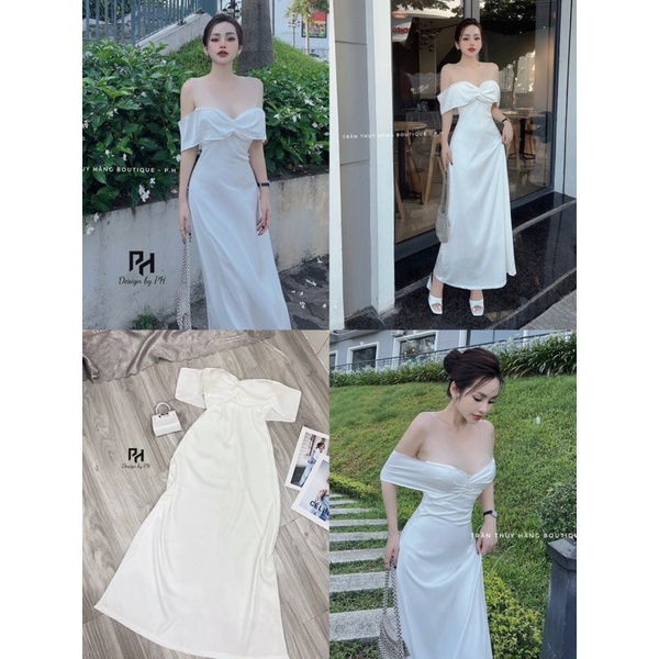 Váy maxi lụa vai lưới