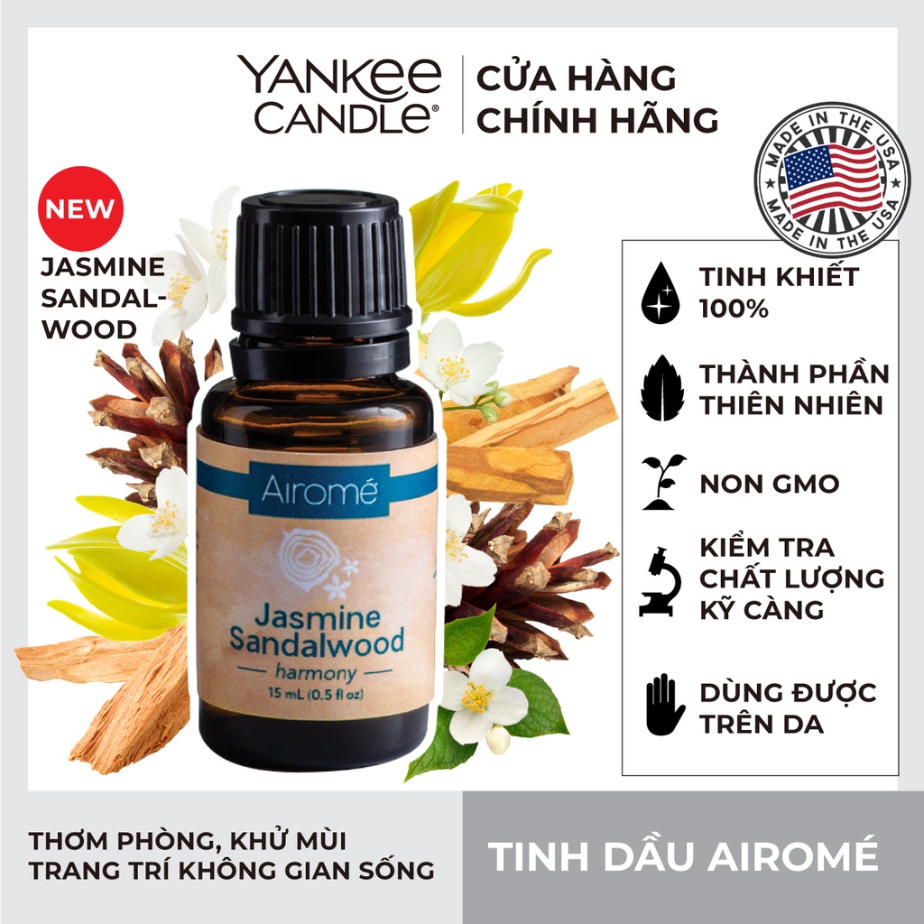 Tinh dầu Airomé Yankee Candle - Jasmine Sandalwood 15ml