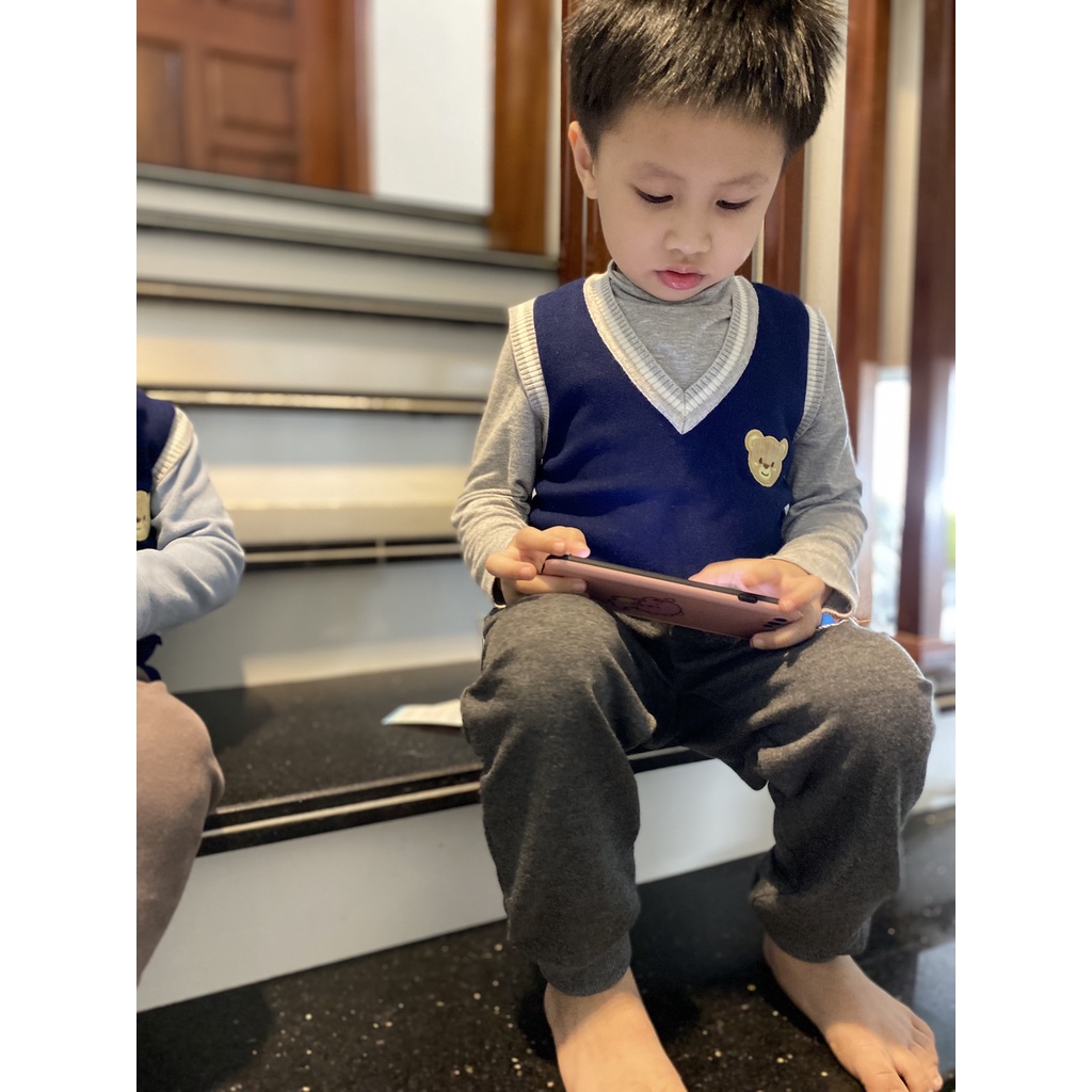 Áo Ghile Len Cổ Tim Cho Bé Trai Size 90-130(1-5 Tuổi)