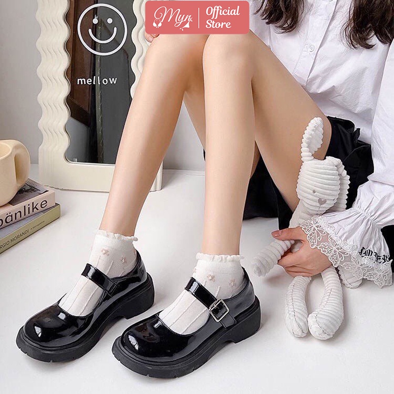 Tất nữ, tất - vớ cổ ngắn T783 nền trắng hoạ tiết hình hoa MYN_UNDERWEAR