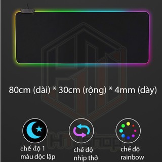 Bàn Di Chuột LED RGB, Lót Chuột Pad RGB Loại Lớn 80x30cmx4mm - Bảo Hành 12 Tháng
