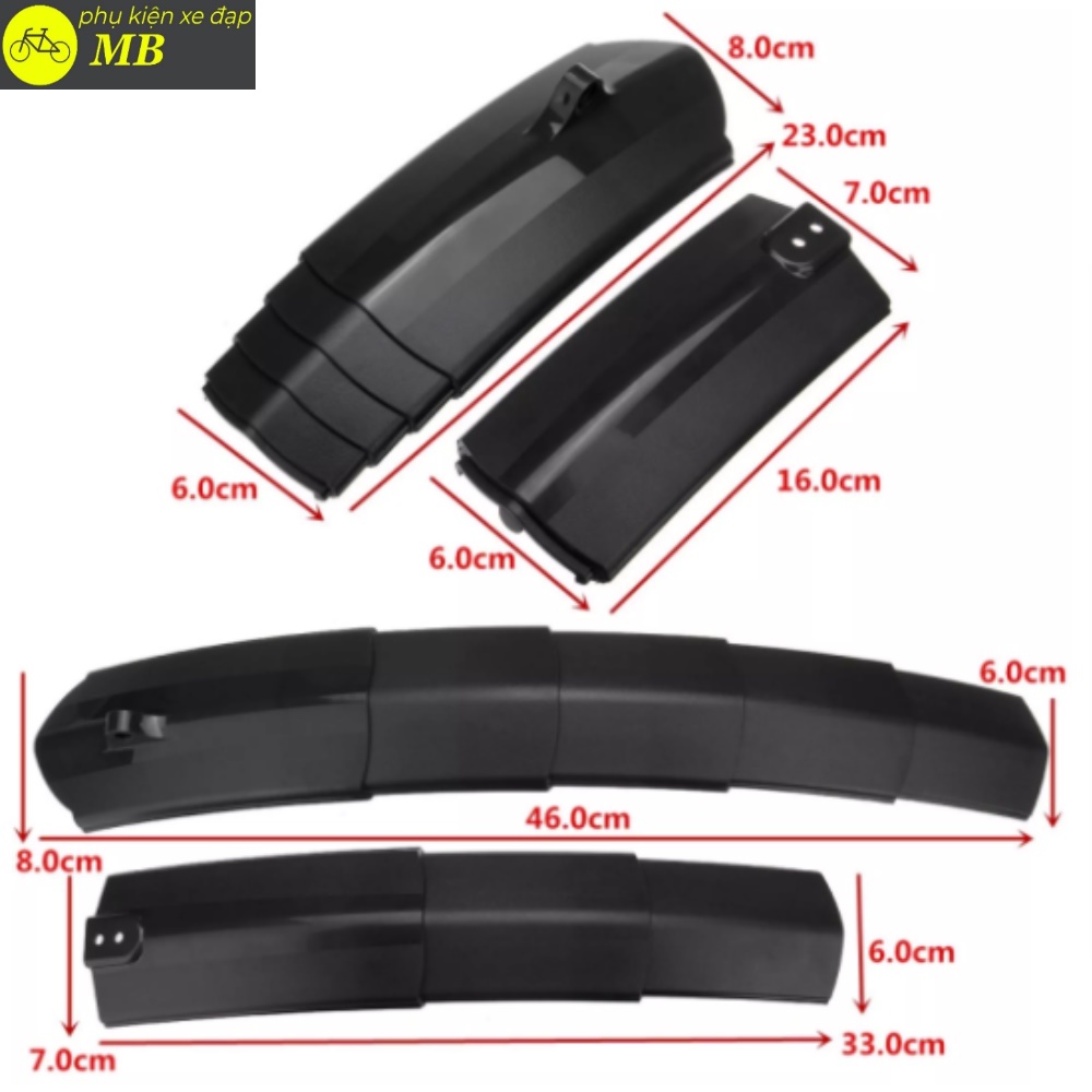 Chắn bùn xe đạp rút gọn cao cấp tích hợp đèn cảnh báo nhấp nháy CB01