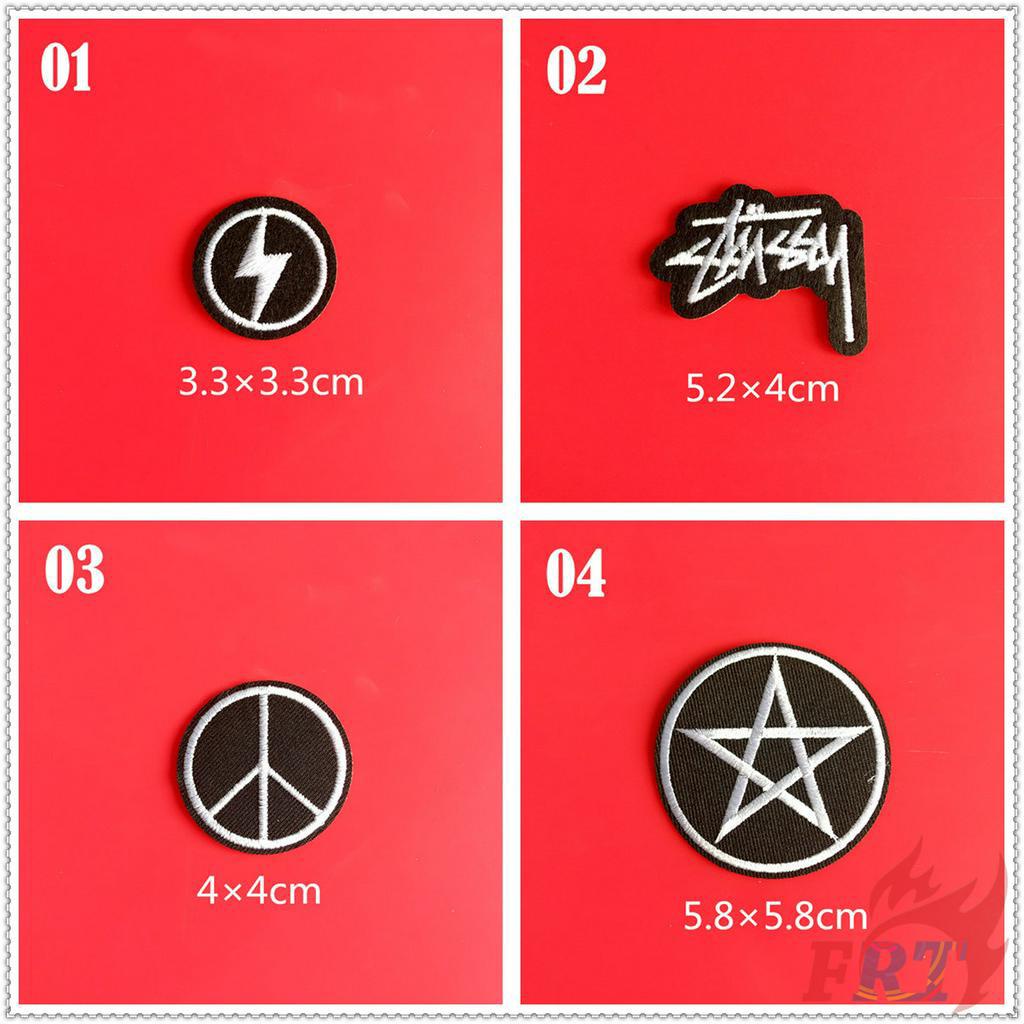 Miếng vá ủi lên quần áo màu trắng đen phong cách thời trang punk DIY