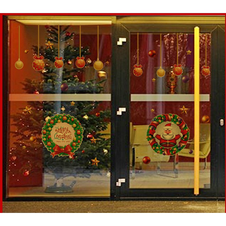 Decal Trang Trí Noel Vòng Nguyệt Quế Ấn Tượng (Ánh Nhũ)