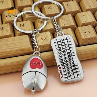 Móc khoá kim loại hình chuột máy tính và bàn phím cho cặp đôi