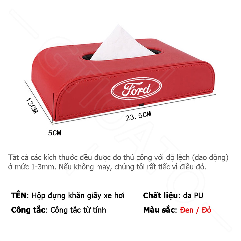 GTIOATO Hộp Đựng Khăn Giấy Ô Tô HộP ĐựNg GiấY ĂN TrêN Ô Tô HộP ĐựNg GiấY TrêN Xe Ô Tô Hộp Khăn Giấy Ô Tô HộP ĐựNg Đồ TrêN Ô Tô Trang Trí NộI ThấT Ô Tô Cho Ford Ranger Focus Everest Transit Fiesta Ecosport Mustang Raptor