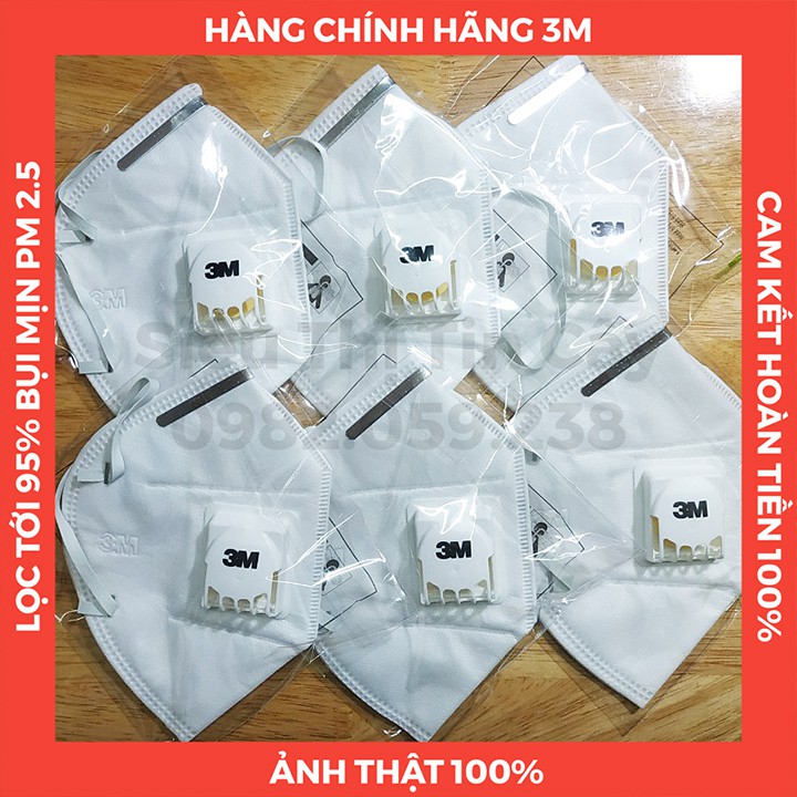 HÀNG CHÍNH HÃNG - Khẩu trang 3M 9501VT, khẩu trang N95 có van thở, lọc tới 95% bụi mịn PM2.5 có hại, chống ung thư phổi | BigBuy360 - bigbuy360.vn