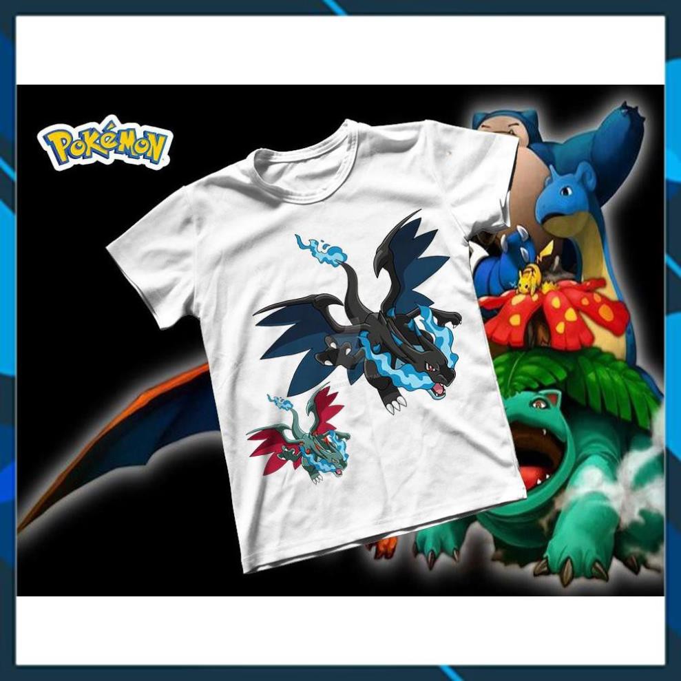 (SALE 50%) Áo thun Cotton Unisex - Anime - Pókemon - Lizardon Mega X