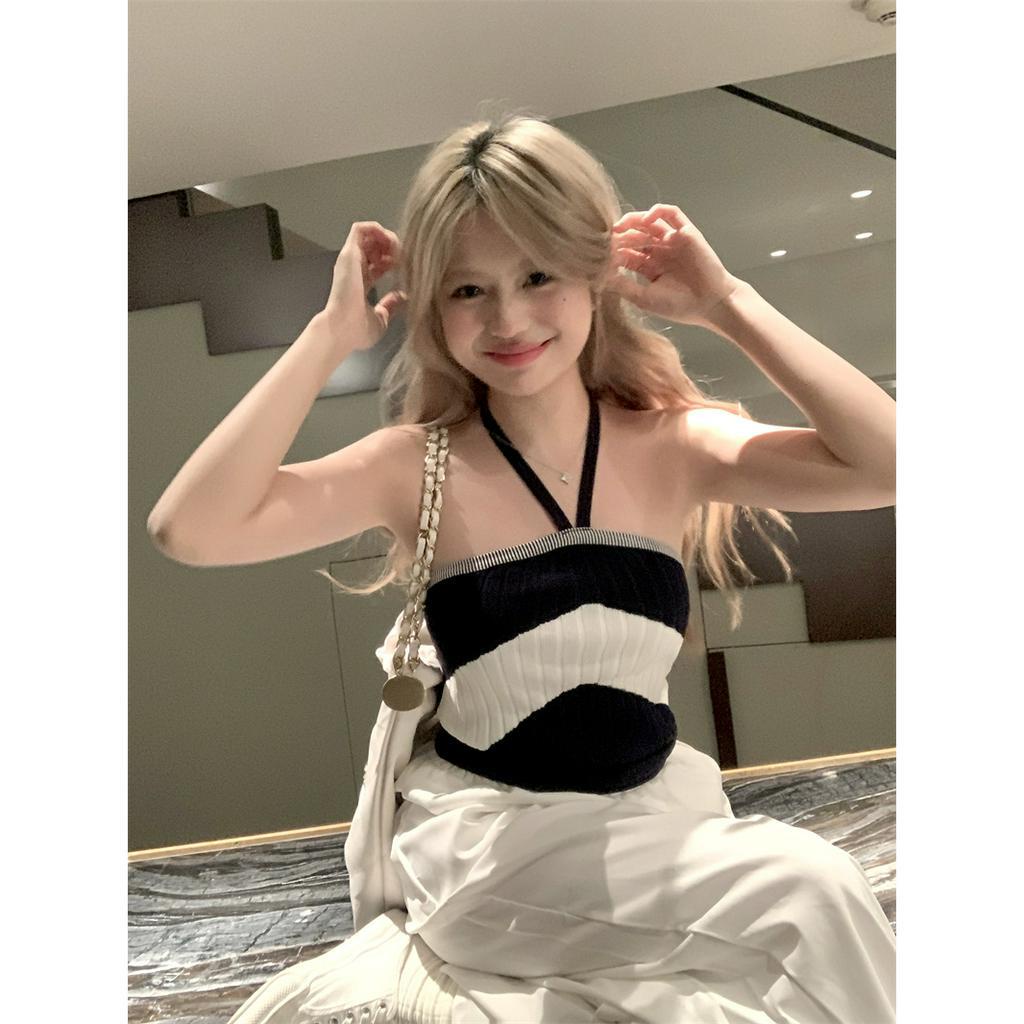 QADCOL Áo Tank Top Dệt Kim Kẻ Sọc Dáng Ôm Thời Trang Mùa Hè Cho Nữ