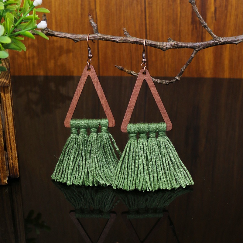 Bông tai tua rua dáng dài nhiều màu sắc