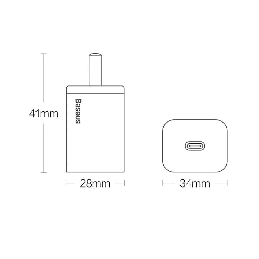 Bộ sạc nhanh Baseus Super Si sạc nhanh 3A/PD 20W nhỏ gọn tiện lợi, dành cho iPhone/iPad...(kèm cáp Type-C to Lightning)