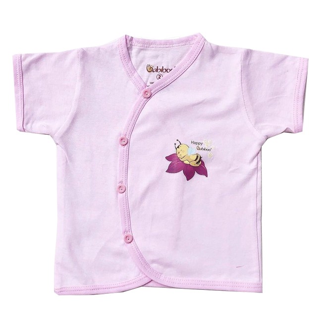 Áo sơ sinh cổ tim ngắn tay cài lệch Babiboo chất liệu cotton cho bé trai bé gái từ 3 đến 12kg