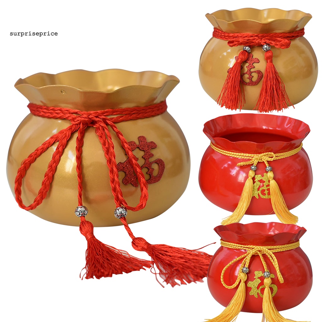 SPA Chậu hoa may mắn bằng kim loại hình túi xách đựng hoa mắt mang lại sự may mắn mùa xuân