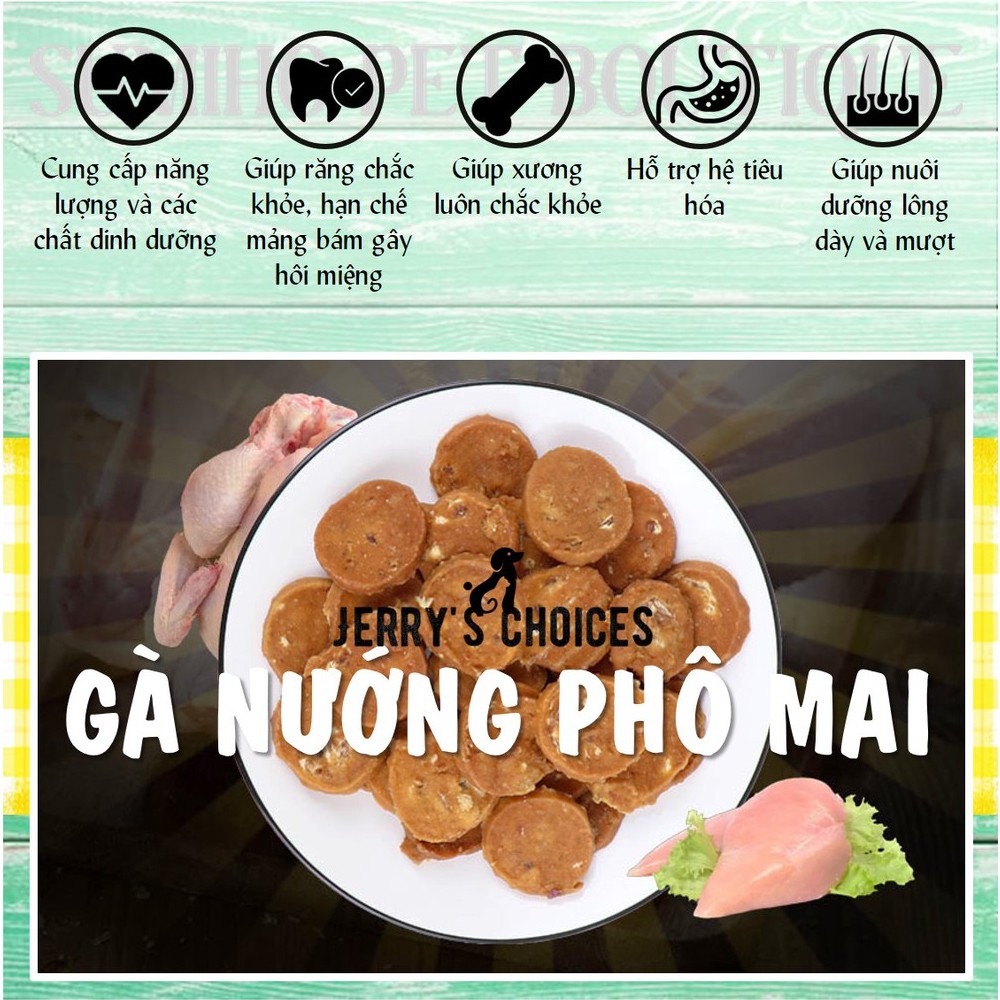 Bánh thưởng cho chó Jerry's Choices (Khoanh gà nhân phô mai) 100gr/túi