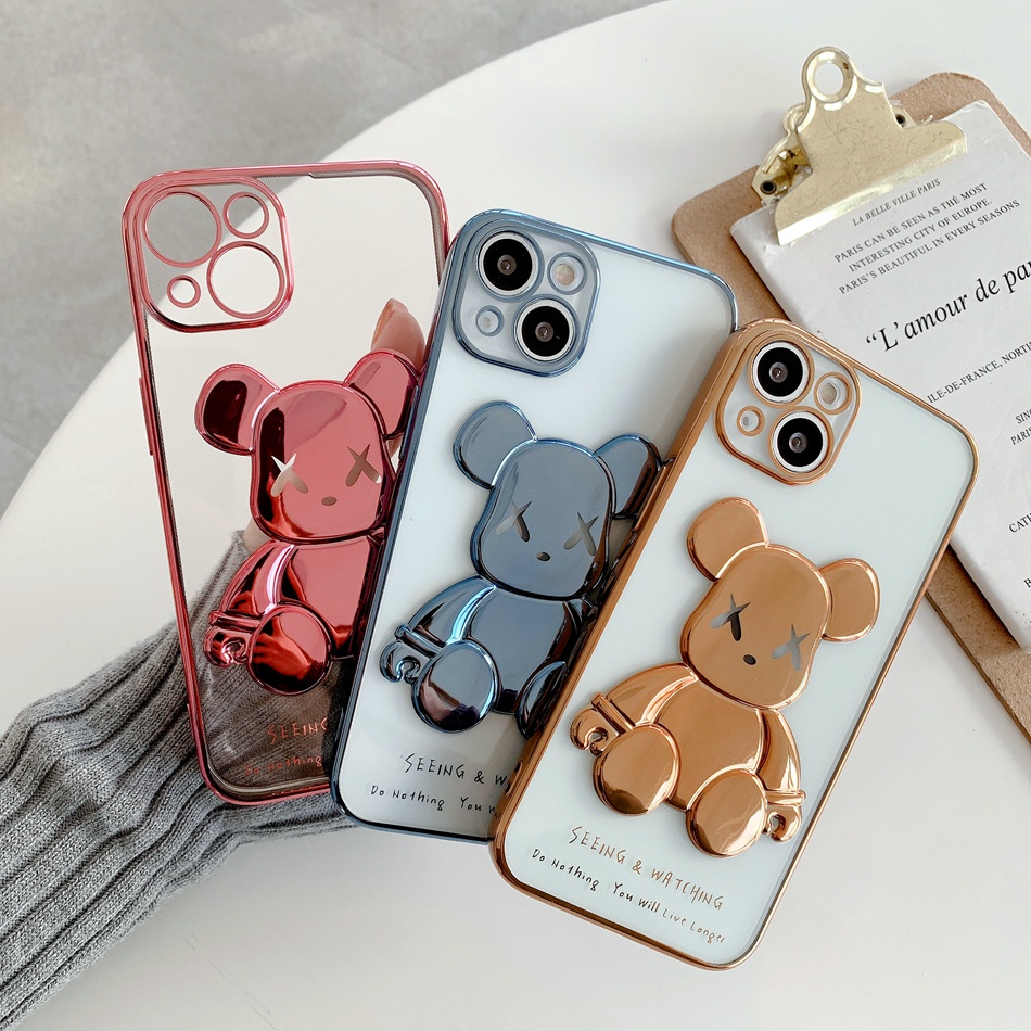 Ốp Điện Thoại Họa Tiết Gấu 3D Dễ Thương Cho IPhone 6 7 8 Plus 13 11 12 Pro 11Pro 12Pro 13pro MAX 12 11 13 Promax SE 2020 6S 7+ 8+ X XS MAX XR
