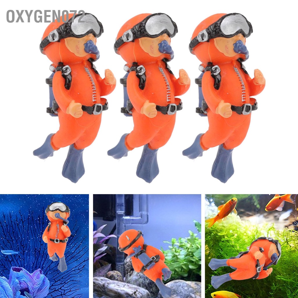 Oxygen072 3 cái Đồ trang trí cho thợ lặn Hồ cá bằng nhựa an toàn Có thể điều chỉnh Vị có Bể nước ngọt và mặn