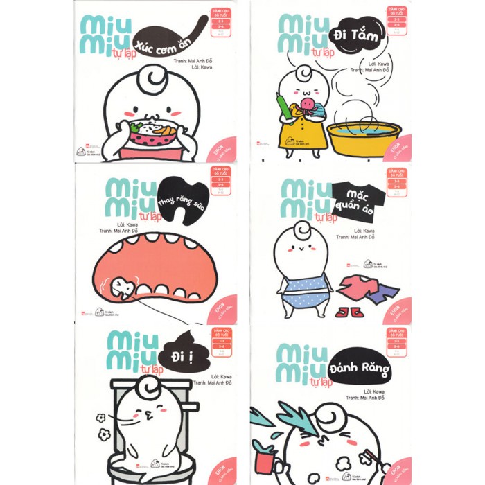 Sách - Combo 6 cuốn: Ehon Kĩ năng sống cho bé 1-6 tuổi - Miumiu Tự Lập