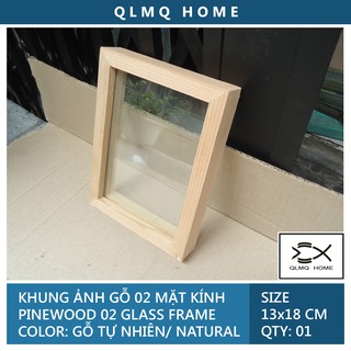 Khung ảnh gỗ 2 mặt kính - Size 13x18 cm - Khung hình gỗ thông mặt kính để bàn treo tường - Picture Frame