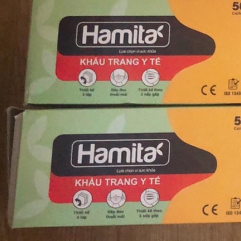 Khẩu trang y tế SMS  3 lớp Hamita, đi  mưa, hộp 50 cái