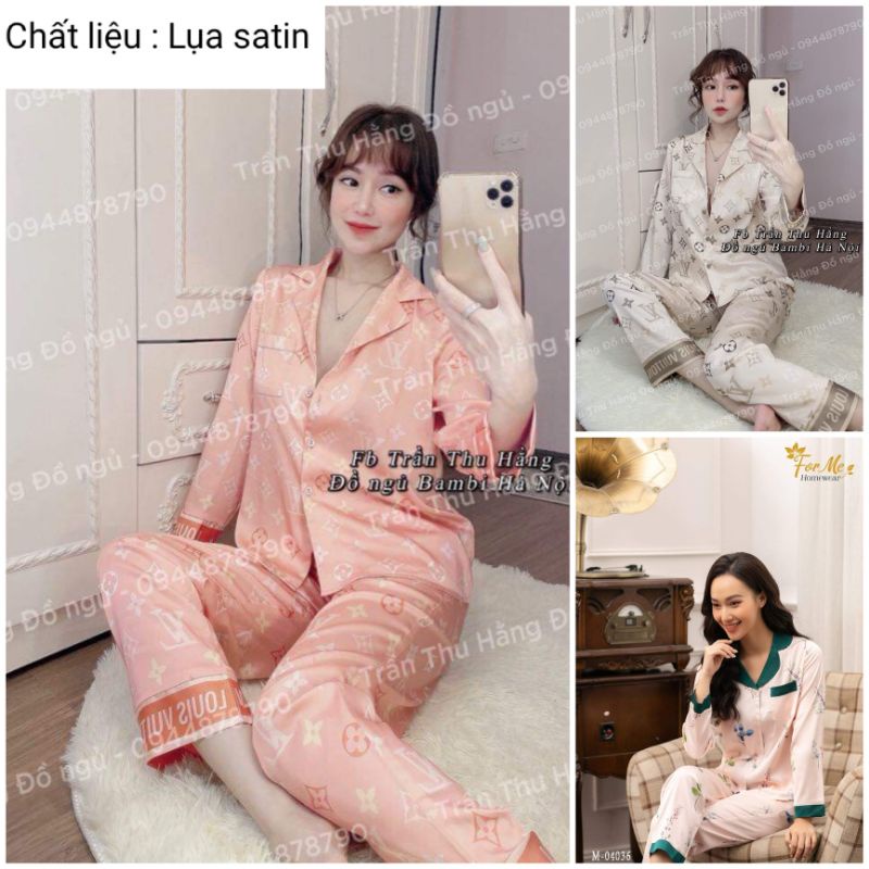 Bộ pyjama lụa satin dài siêu xinh kèm ảnh thật