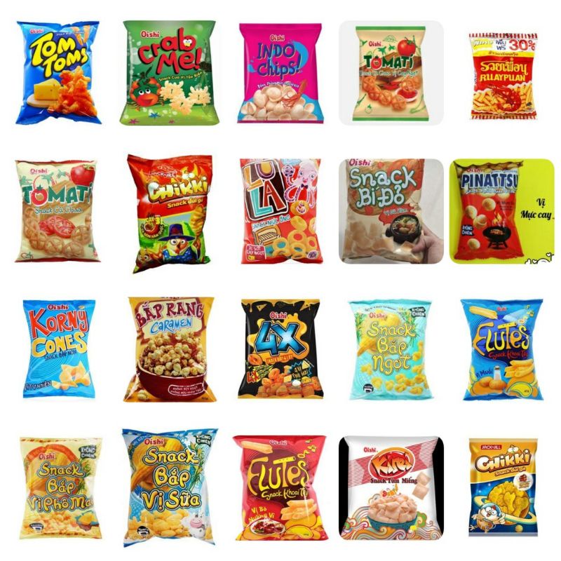 Combo 10 bịch Bánh Snack Oishi® 15g  nhiều loại và đủ vị