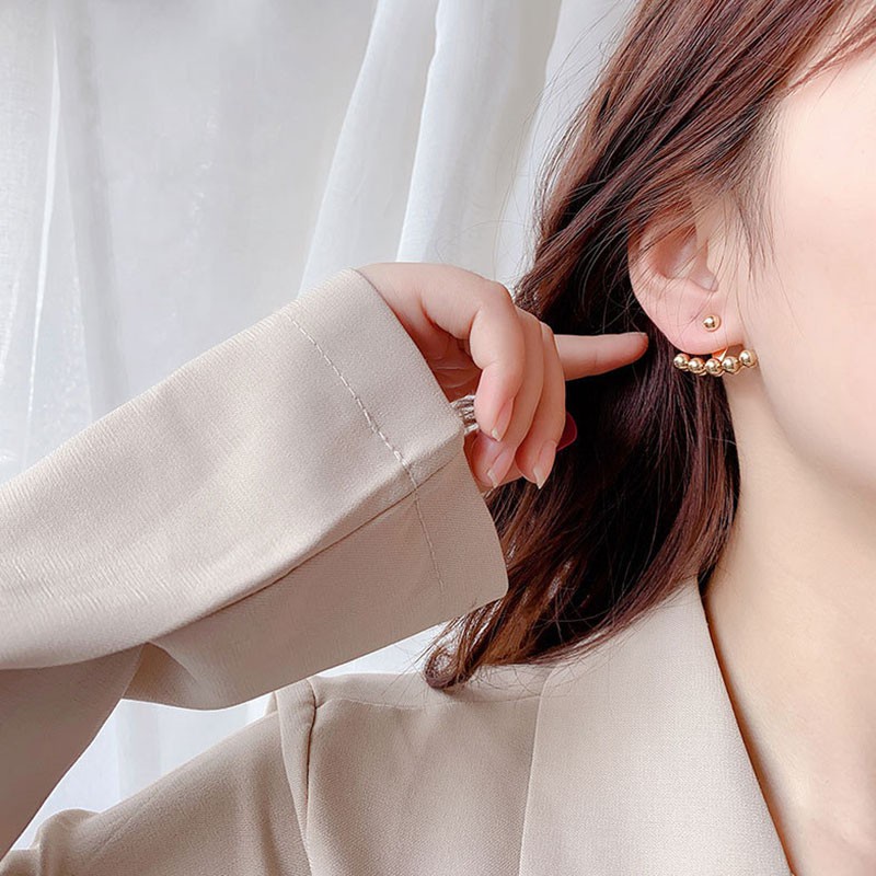 Thời Trang Khuyên Tai Kim Loại Hình Quả Cầu Phong Cách Hàn Quốc Dễ Thương Cho Nữ