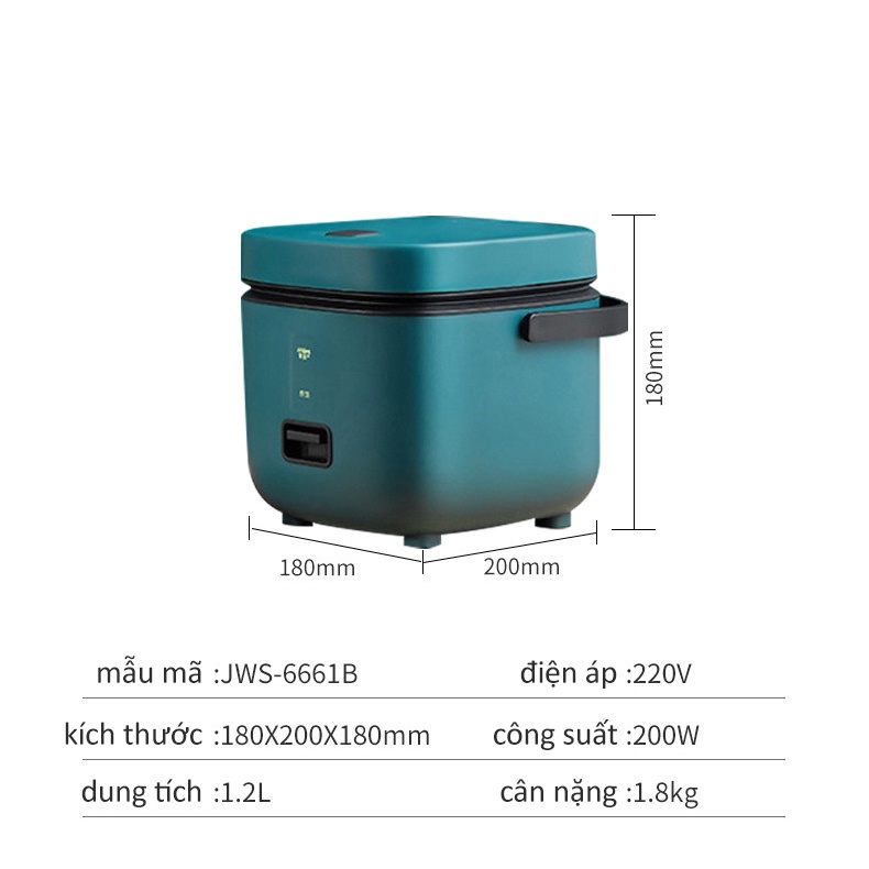 Nồi cơm điện đa năng mini 1,2L, có thể nấu cho 2 người ăn tặng kèm khay hấp, bảo hành 12 tháng