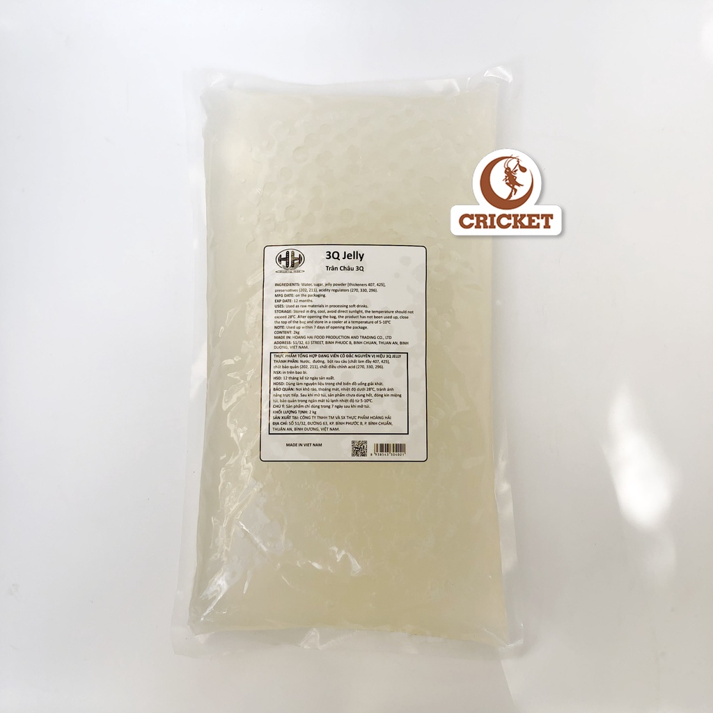 Trân Châu 3Q Jelly Trắng Ngọc Trai Dai Giòn Trân Châu Ăn Liền Bịch 2Kg-Nguyên Liệu Trà Sữa CRICKET