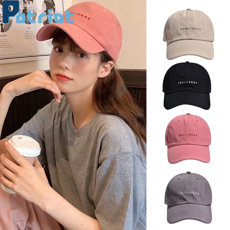 1 Mũ Lưỡi Trai Cotton Thêu Chữ Challenge Màu Sắc Đơn Giản