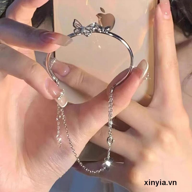Vòng Tay Hai Lớp Bằng Hợp Kim Hình Bướm Thời Trang Dành Cho Nữ