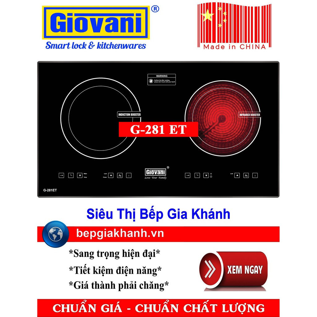 Bếp điện từ đôi Giovani G-281 ET sản xuất Trung Quốc