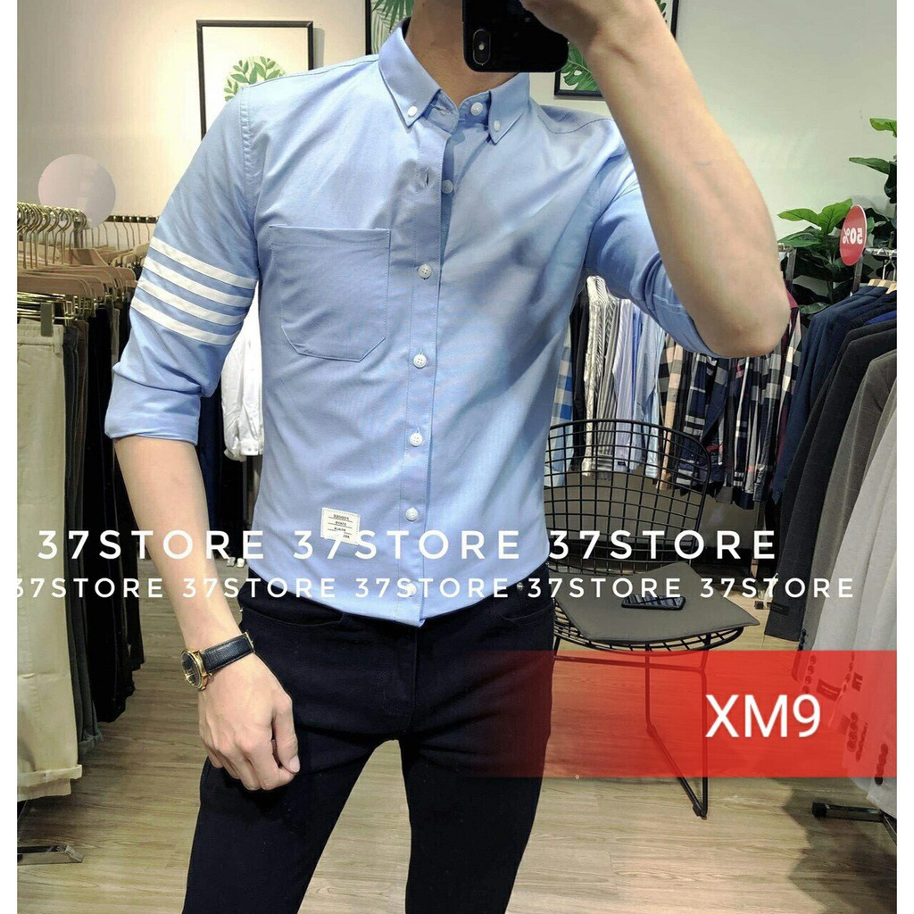 Áo sơ mi nam dài tay cao cấp hàn quốc đẹp kiểu BBR giá rẻ thêu logo mẫu mới AHFASHION | BigBuy360 - bigbuy360.vn