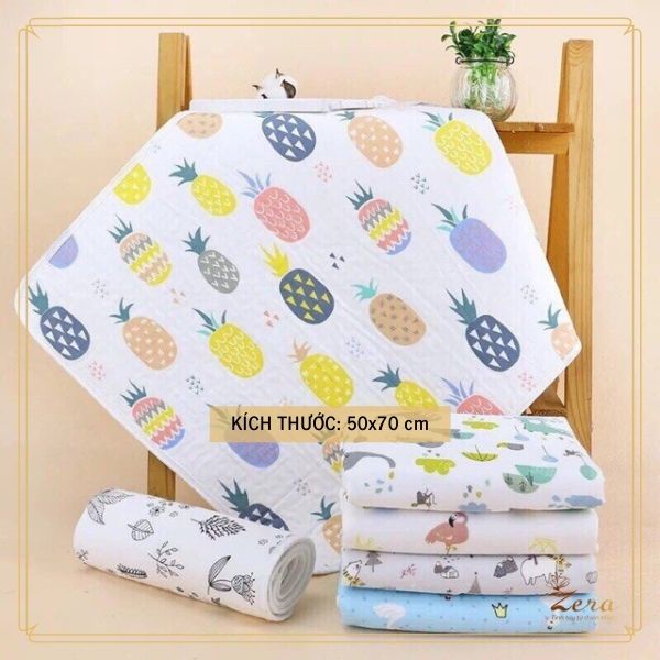 Tấm tót chống thấm cho bé sơ sinh 6 lớp sợi tre Zera 50x70cm