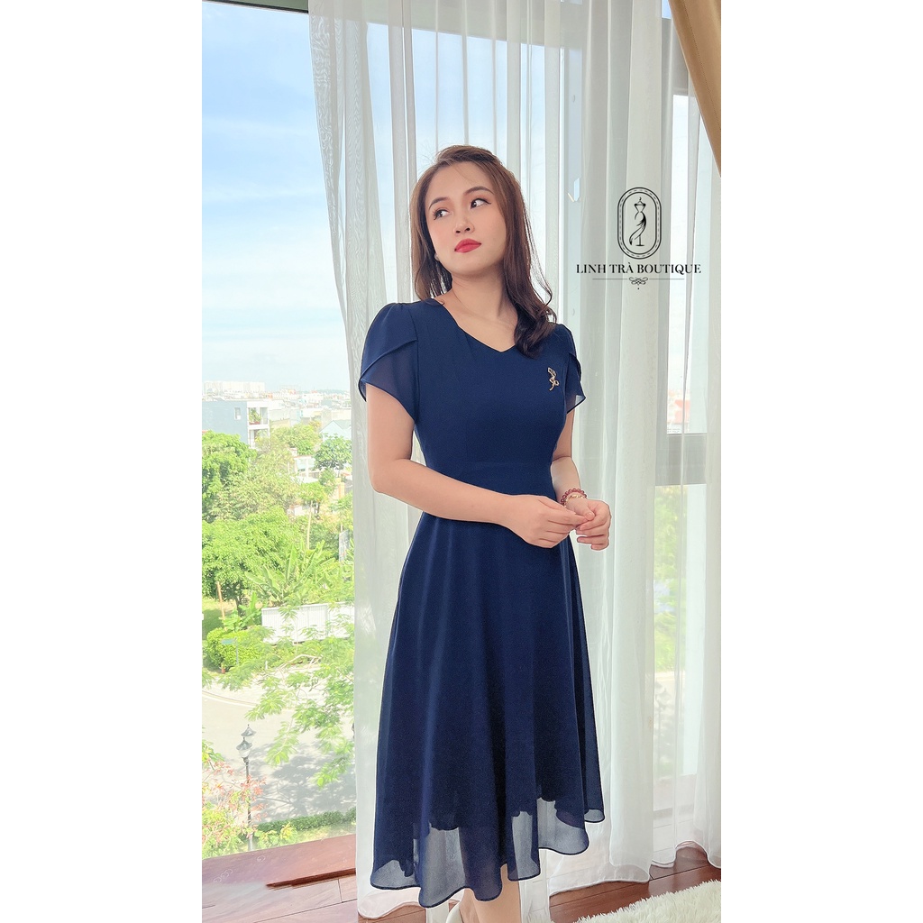 Linh Trà - Đầm Trung Niên Dáng Dài [TM 286] Cao Cấp Vải Voan Tay Ngắn Cho Mẹ U40 U50 | BigBuy360 - bigbuy360.vn