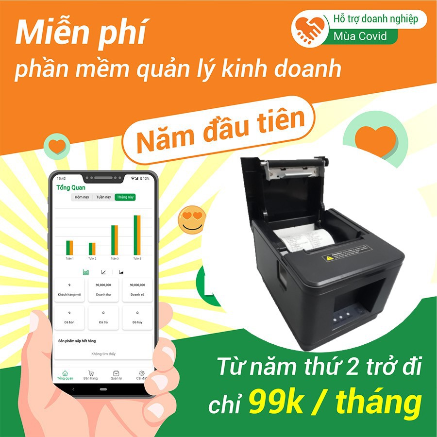 Máy in bill Xprinter X200 (USB) tặng Phần mềm bán hàng