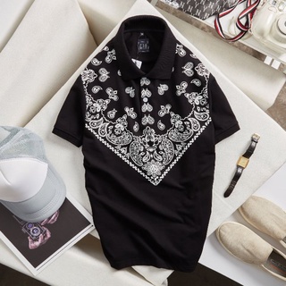 Áo thun nam có cổ polo cá sấu cotton 4 chiều hoa văn đỏ đen