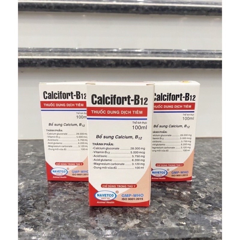 Calcifort-B12 Bổ Sung Calcium Do: Bại Liệt,Xuống Sức Mang Thai, Còi Xương, Cung Cấp Chất Dinh Dưỡng Cho Chó Mèo 100ml