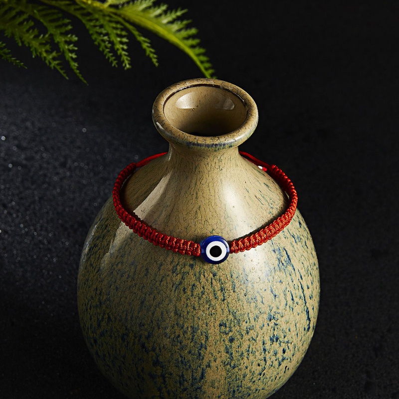 Bộ 8 Vòng Tay Bện Dây Đỏ Mặt Hình Mắt Quỷ Hamsa Có Thể Điều Chỉnh