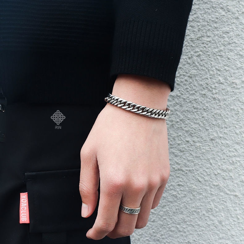 Vòng tay xích cuban titan nguyên chất, Lắc tay hiphop unisex mắc xích cá tính, trangsucmoiluatuoi.RIN